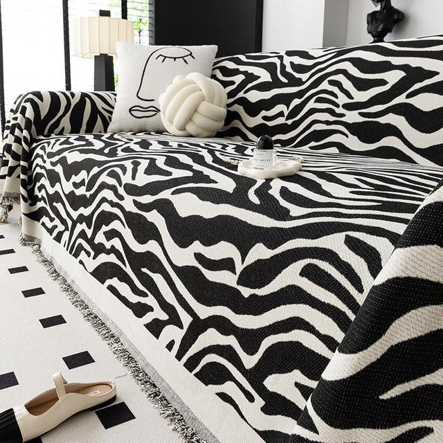 Super Six Sofa-Überwurf aus Chenille in Schwarz, rutschfester Sofaüberzug, B/B: 180 x 130 cm - Bild 1