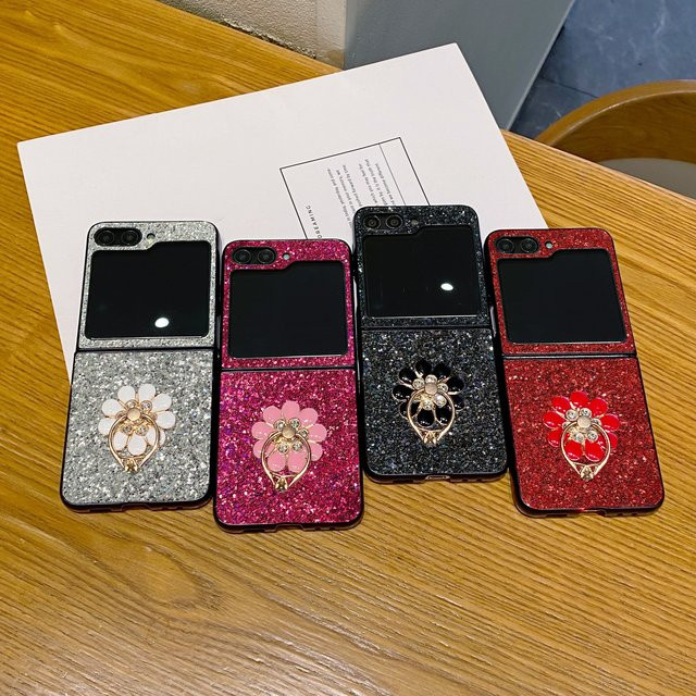 Glitzernde Handyhülle mit Blumenmuster für Samsung Galaxy Z Flip (Modelle 3, 4, 5, 6, 7, 8), stoßfeste Schutzhülle in Multicolour - Bild 1