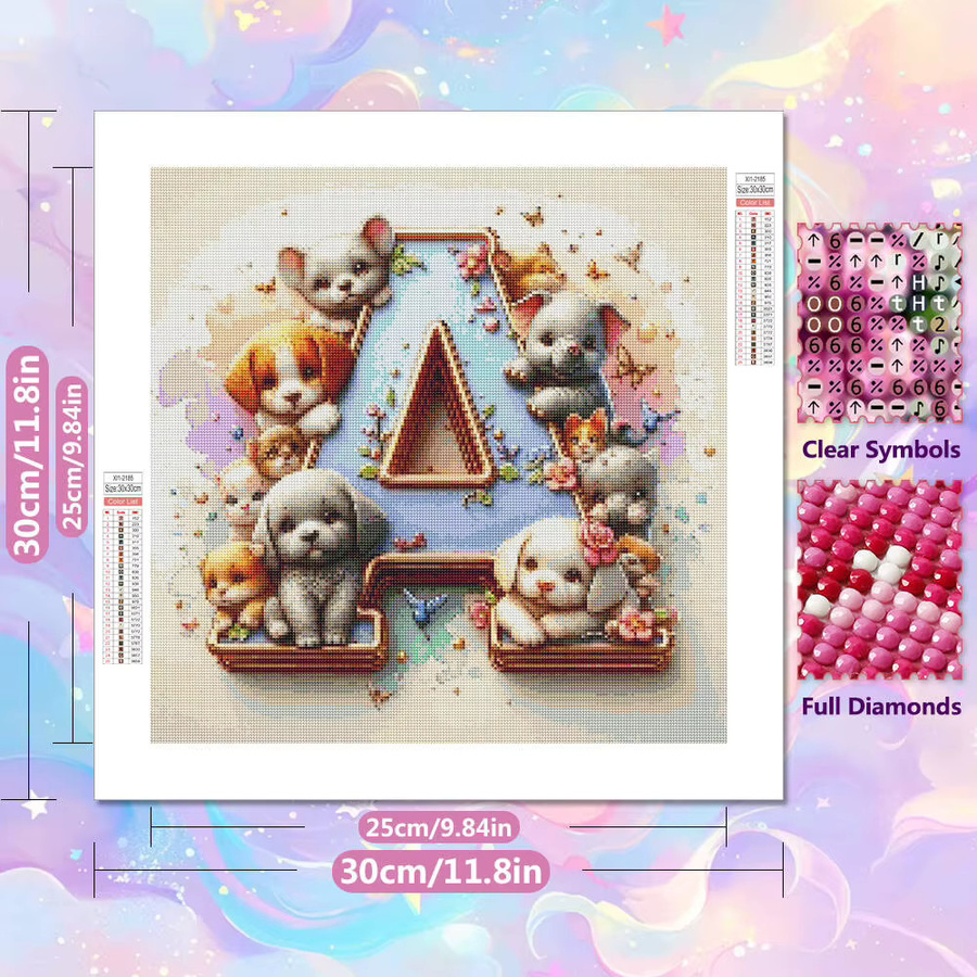 EverShine Diamond Painting DIY Set mit bunten Motiv-Stickern für Tier- und Buchstaben-Motive in Multicolour - Bild 1