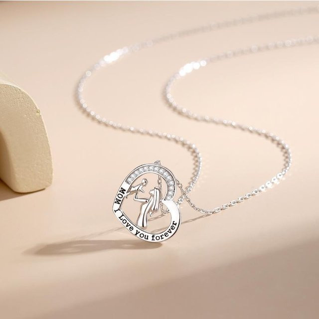 Halskette 925 Silber, Weiß, Zirkonia, Damen - Bild 1