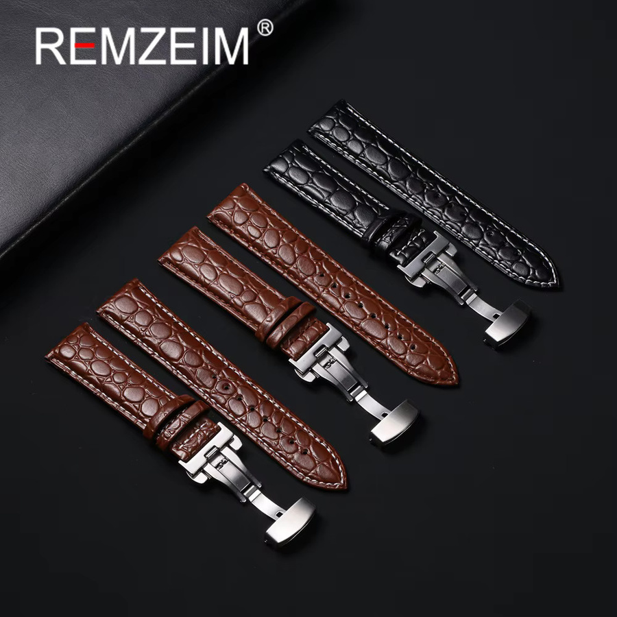 REMZEIM Uhrenarmband Krokodilmuster PU-Leder, Herren, Silber - Bild 2