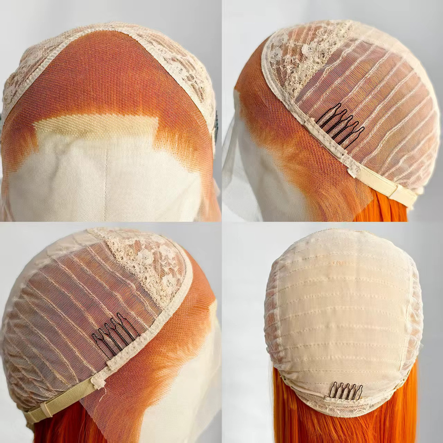 UStyleHair Perücke, Orange mit blonden Highlights, Lace-Front, synthetisch - Bild 4