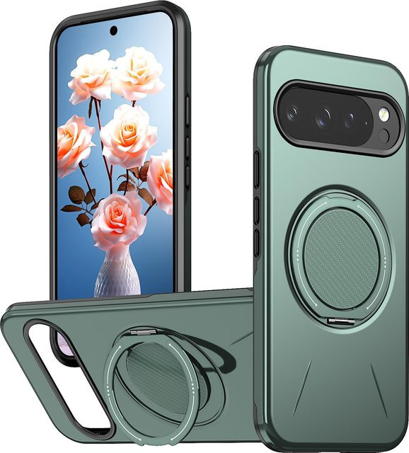 Stoßfeste Handyhülle mit 360° magnetischer Halterung und Ständer für Google Pixel 10 Pro, Pixel 10 und Pixel 9 Pro XL, Farbe: Grün - Bild 1