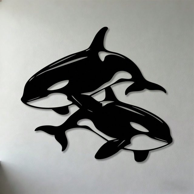 CIFBUY 3D Metall-Wandkunst Wal-Skulptur in Schwarz für maritime Küsten-Dekoration - Bild 1