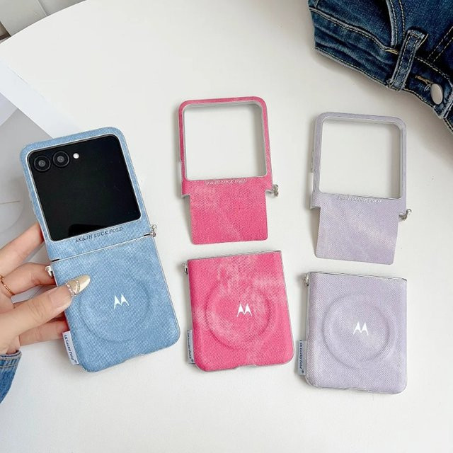 Magnetische Denim-Stoff Schutzhülle für Motorola Razr 70 Ultra, 60 und 50 Ultra in Purple - Bild 1