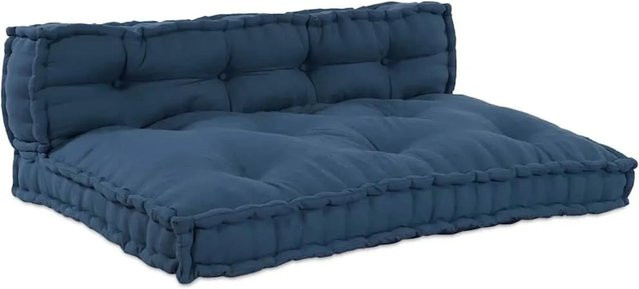 vidaXL Palettensofa Kissen Set aus Stoff in Indigo Blau, 2 Stück, B/T/H: 120 x 80 x 38 cm - Bild 1