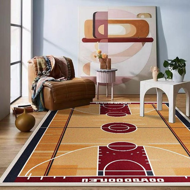 Karpetti Gaming Teppich mit Basketballfeld Muster, rutschfest und waschbar, B/H: 90 x 60 cm, Mehrfarbig - Bild 1