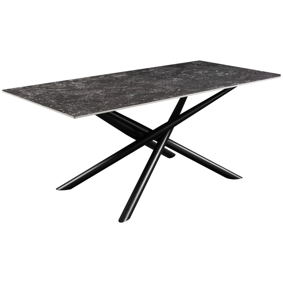 Mömax Esstisch David in Grau und Schwarz mit Keramikplatte und Metallgestell, B/T/H: 180 x 76 x 71 cm - Bild 2
