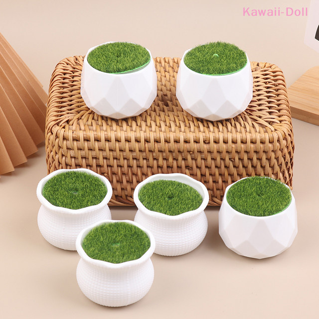 DIAPER&CORED Mini-Blumentöpfe für Puppenhäuser, 5-teiliges Set, Kunststoff, Weiß - Bild 1