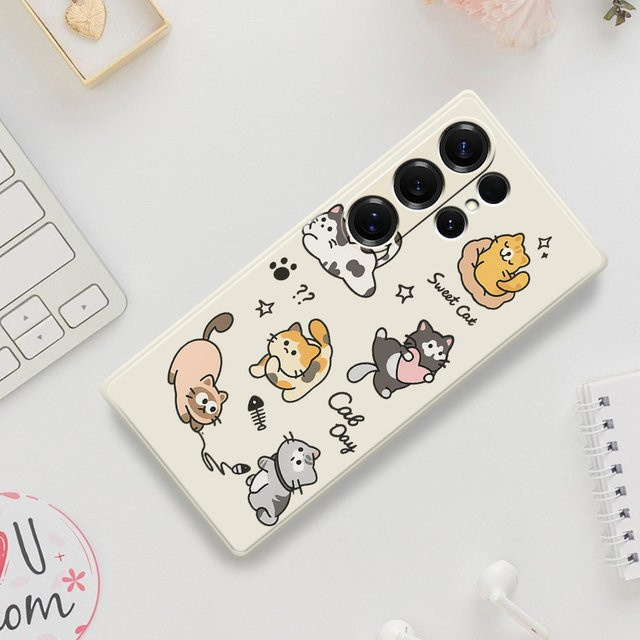 Soft Cover mit süßem Katzenmuster für Samsung Galaxy A56 A55 A54 A53 A52 A51 A35 A34 A32 A31 A25 A24 A23 A22 5G 4G in Multicolour - Bild 1