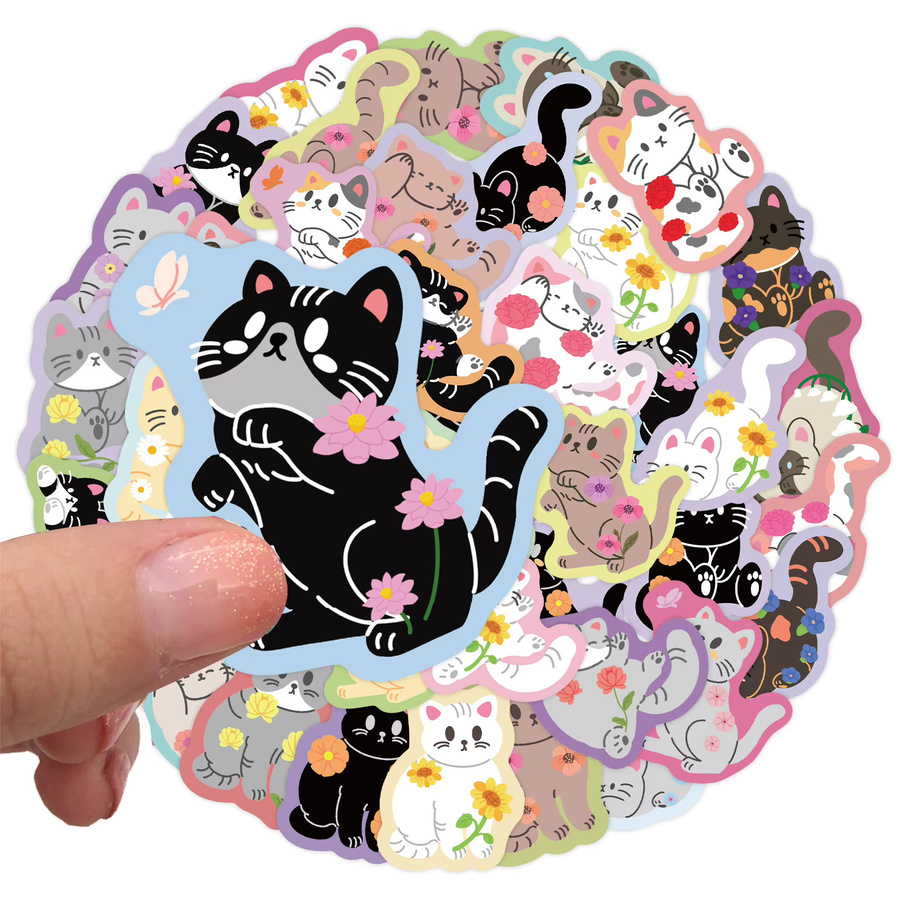 50 Stück Cartoon Katze Aufkleber Set in Multicolour für Laptop, Gepäck und DIY-Projekte - Bild 3