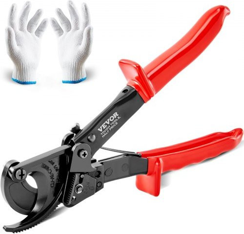 VEVOR Ratschenkabelmesser in Rot, 25,4 cm Kabelschneider für bis zu 240 mm² mit komfortablen Griffen und Silizium-Mangan-Federstahlklinge - Bild 1