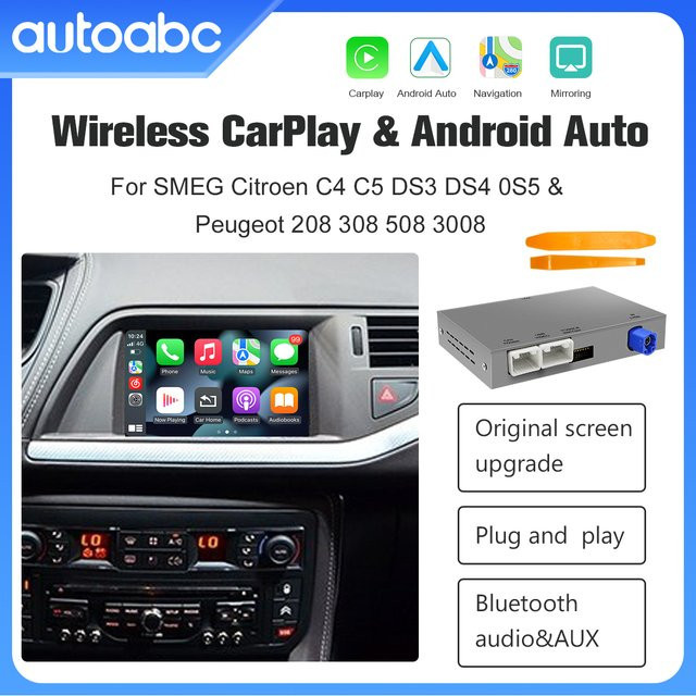AUTOABC Wireless CarPlay und Android Auto Nachrüst-Decoder-Modul-Kit für Peugeot Citroen Modelle - Bild 1