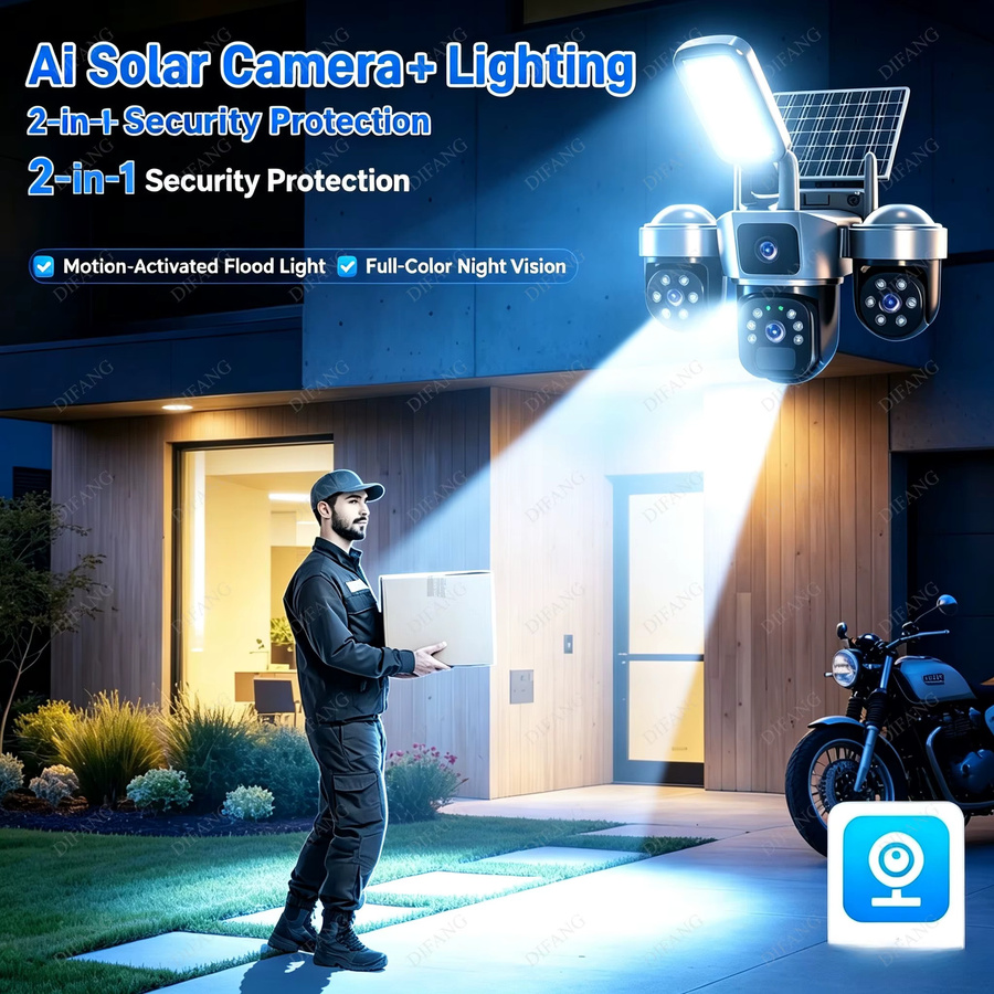 DiFang 4G SIM-Karte Solar CCTV PTZ Außen-WLAN-Kamera mit Menschenerkennung, PIR, Sirene und Solarleuchte - Bild 6