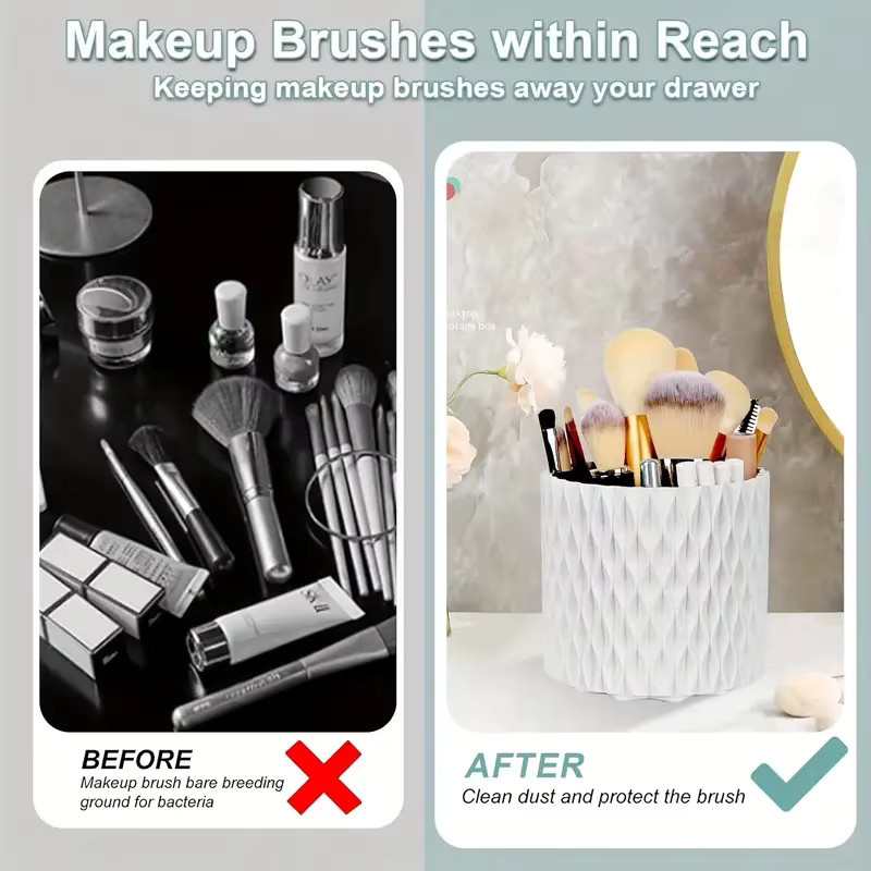 RUNTOIN Make-up-Pinsel-Aufbewahrungsbox, Weiß, Kunststoff - Bild 3