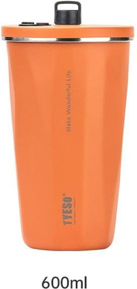 Tyeso Tragbarer Kaffeebecher aus Edelstahl mit Strohhalm, Vakuumisolierte Thermosflasche für Kaltgetränke, 600 ml - Bild 1
