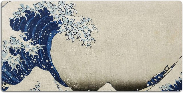 Tulup Schreibtischunterlage mit japanischer Kunst, Beige, B/T: 100 x 50 cm - Bild 1