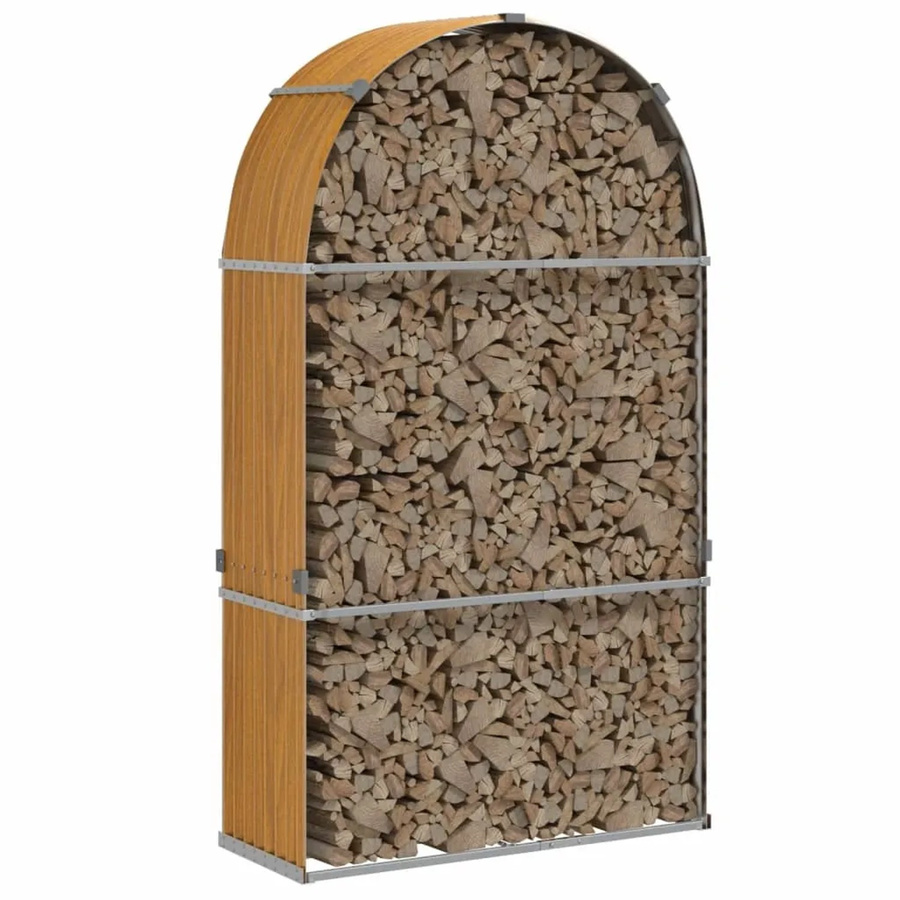 vidaXL Kaminholzunterstand aus verzinktem Stahl in Hellbraun, B/T/H: 120 x 45 x 210 cm - Bild 2