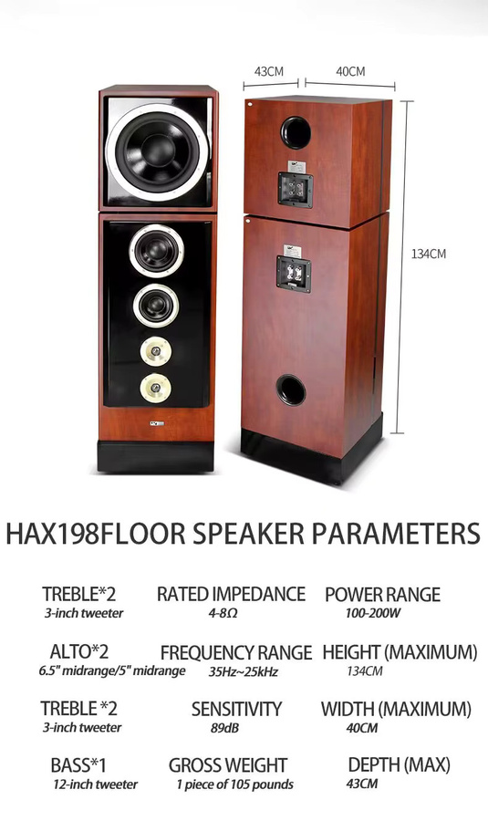 Fever HAX198 Fever Hifi Standlautsprecher 3-Wege 12 Zoll Split Passives Soundsystem - Bild 3