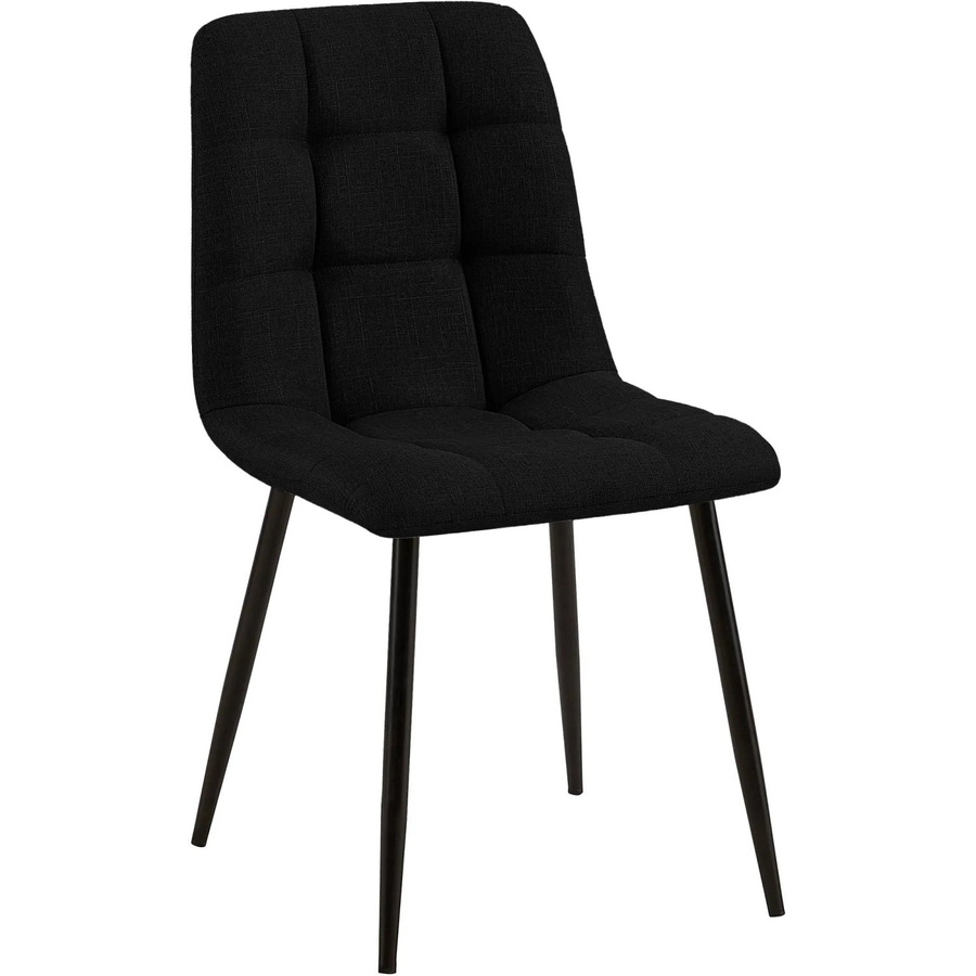 DELUKE Esszimmerstuhl FIGAD in Schwarz mit Steppmuster aus Stoff und Metallgestell, B/T/H: 45 x 55 x 84 cm - Bild 2