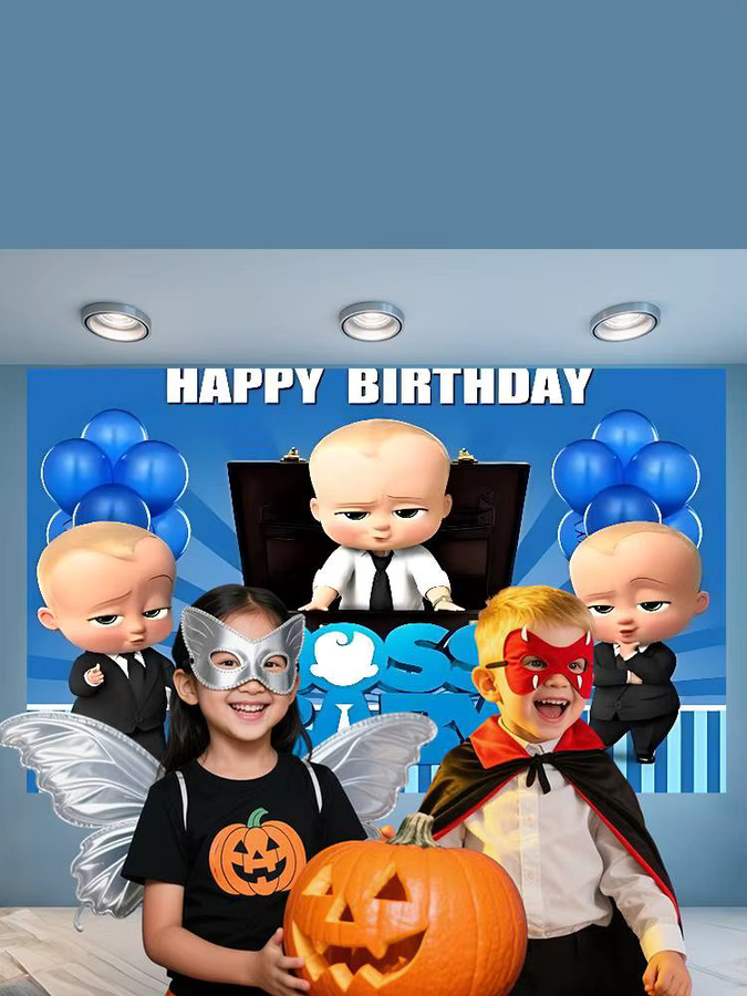 FunnyD Fotohintergrund B-Baby Film Cartoon Dekoration in Blau für Kindergeburtstage und Jubiläen, B/H: 120 x 70 cm - Bild 7
