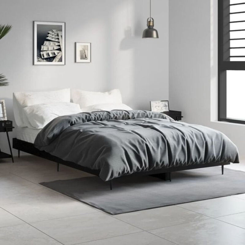 Modernes Bettgestell von Vidaxl aus Holzwerkstoff in Schwarz, B/T: 120 x 190 cm - Bild 1