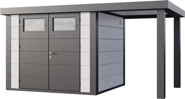 Telluria Gerätehaus Classico mit offener Lounge S Rechts in Weiß, B/H/T: 456 x 219 x 258 cm - Bild 1