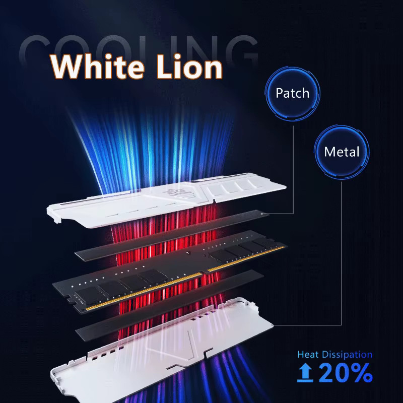 GUDGA DDR4 RAM Desktop-Speicher mit Aluminium-Kühlkörper in Weiß - Bild 4