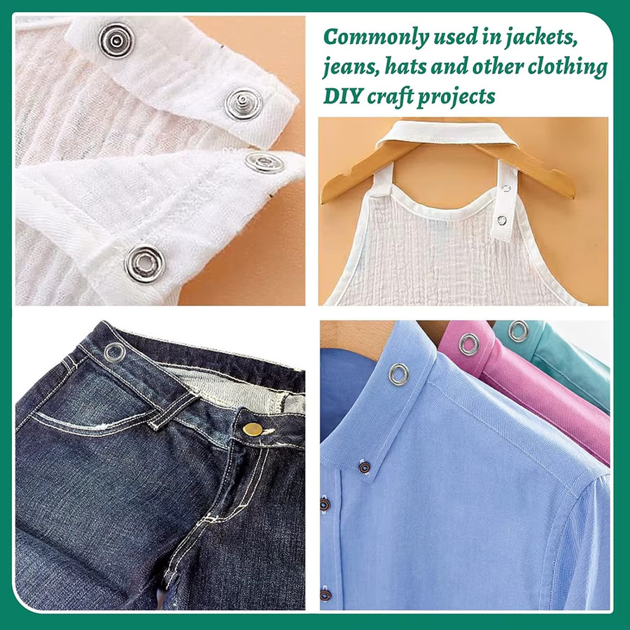 JAY HOME Druckknopf-Kit mit 50 Sätzen Druckknöpfen 9,5mm in Silber aus Metall für Jeans, Stoff und DIY-Bastelprojekte - Bild 4