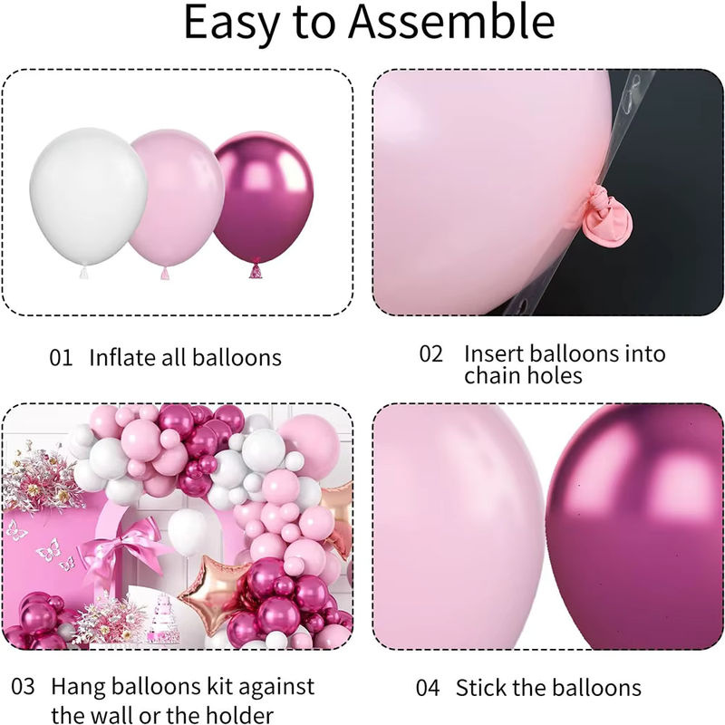 104-teiliges Ballonbogen-Set in Rosa und Weiß mit Sternen und Roségold-Stangen zur Dekoration für Hochzeiten - Bild 5