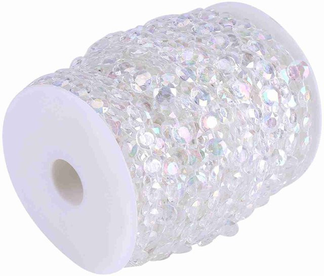 TOMTOP JMS Acryl Kristall Perlen Schnur in Weiß für DIY Handwerk und Partydekoration, 30 m Länge, 0,5 mm Durchmesser - Bild 1