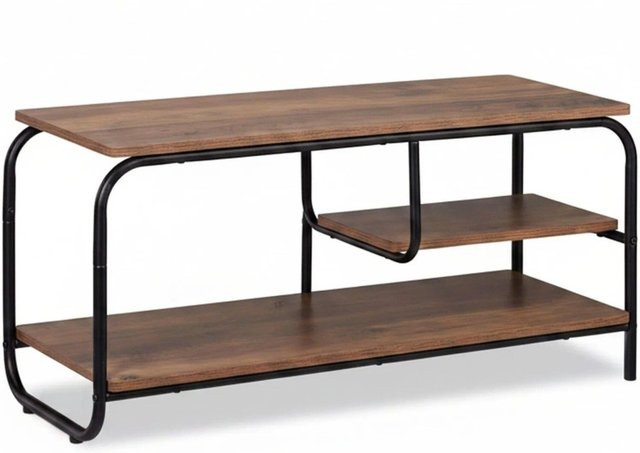 Relaxdays TV Board im Industrial Stil aus Holzwerkstoff und Metall in Braun und Schwarz, B/T/H: 90 x 35 x 43 cm - Bild 1