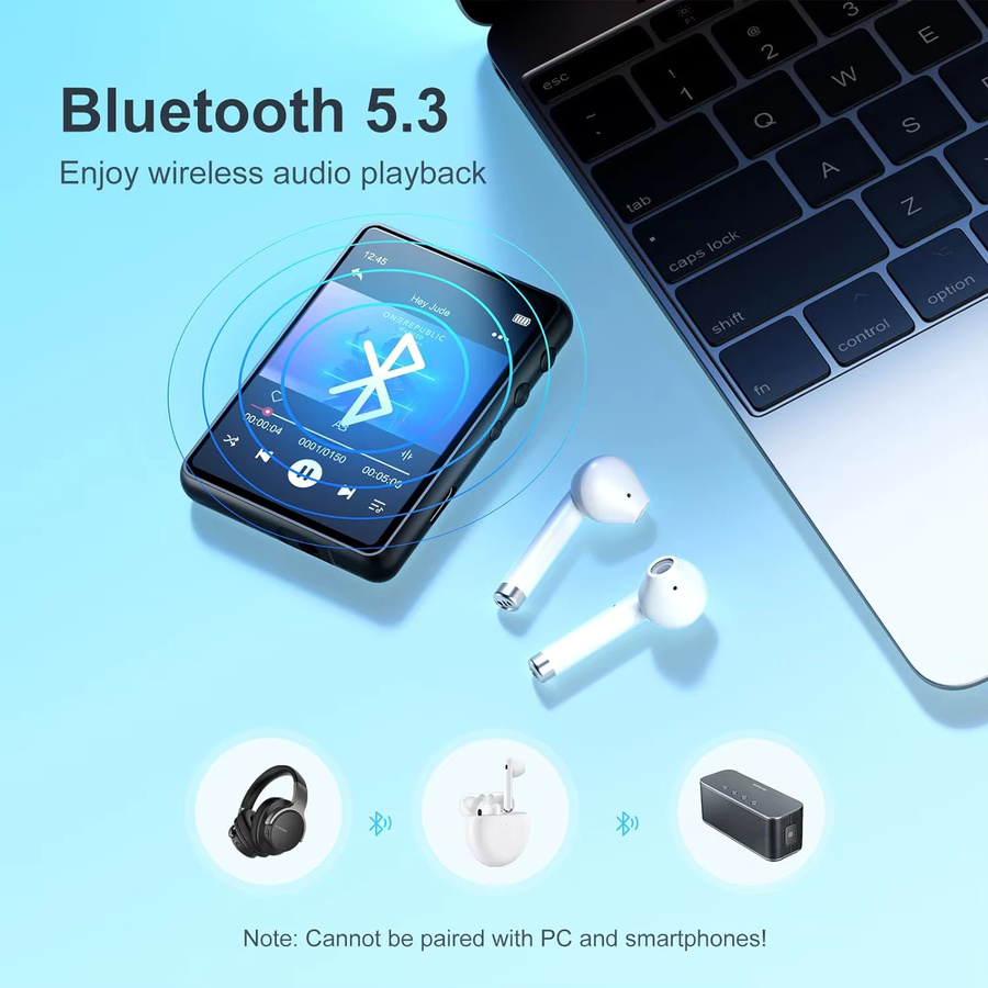 MECHEN MP3-Player mit 64GB Speicher, Bluetooth 5.3 und 2,4-Zoll-Voll-Touchscreen, erweiterbar bis 128GB, Schwarz - Bild 3