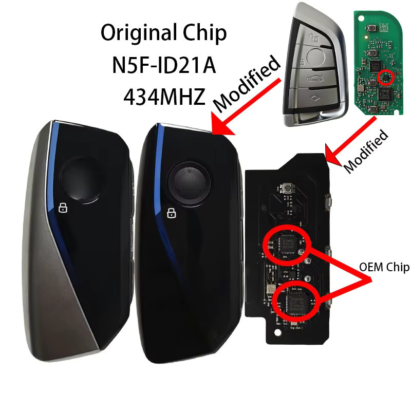 Original BMW Autoschlüssel ID49 NCF795xV 434MHz mit Chip N5F-ID21A und 4 Tasten in Schwarz für BMW 3 5 6 7 X3 X5 X7 G01 G02 G08 G30 G31 G32 G38 von HARLESON - Bild 4
