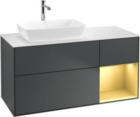 V&B Waschtischunterschrank Finion mit Wandbeleuchtung, Grau lackiert, Breite: 120 cm, Tiefe: 50,1 cm, Höhe: 50,1 cm - Bild 1