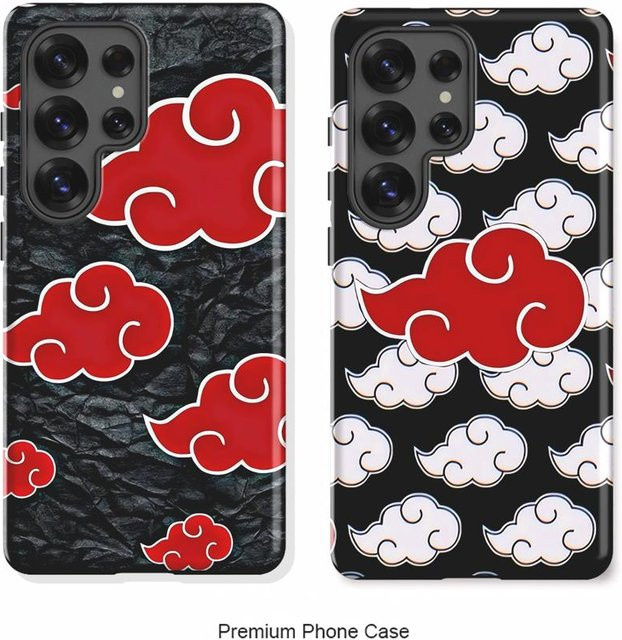 Akatsuki Handyhülle mit rotem Wolkenmuster für Samsung Galaxy S26 S25 Ultra S24 Ultra S23 Ultra S20 FE A56 A36 A26 A16 in Schwarz und Rot - Bild 1