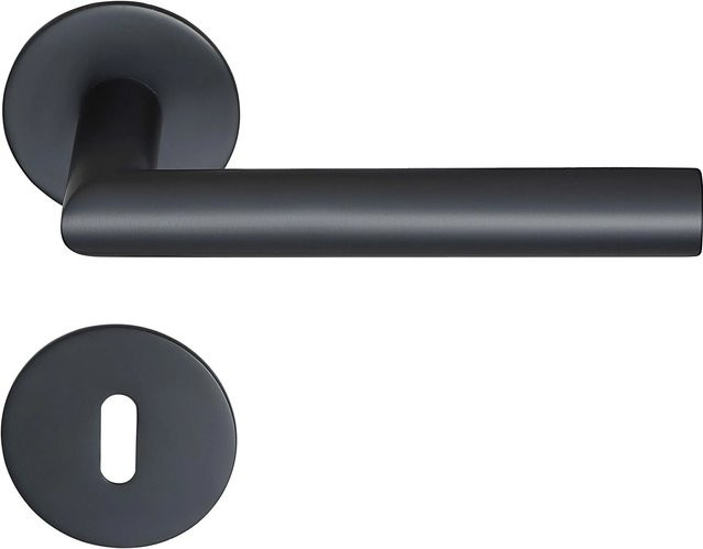 MeinTürgriff Drückergarnitur Toulouse mit Flachrosette in Schwarz Matt aus Edelstahl B/H: 160 x 160 mm - Bild 1