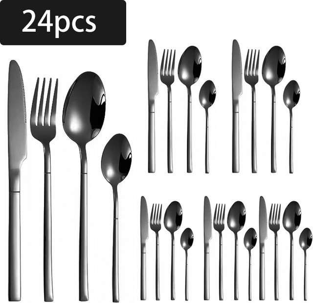 24-teiliges Edelstahl-Besteckset Knight in Silber, hochglanzpoliertes Küchenbesteck-Set - Bild 1