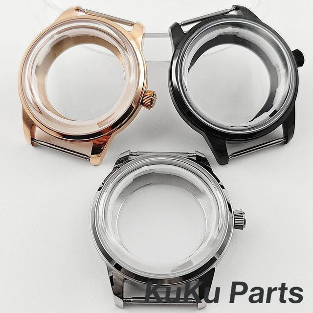 HUANXIAO Uhrengehäuse Edelstahl, 40 mm, Silber, Roségold, Schwarz, Unisex - Bild 1