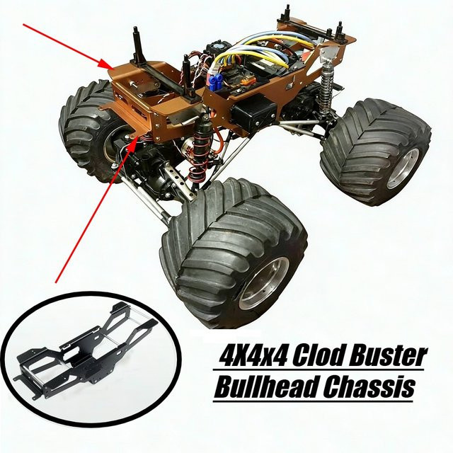 Tamiya 1/10 Aluminium-Chassis-Kit für Clod Buster Bullhead RC Monster Truck, Upgrade-Rahmenteile, Metall - Bild 1