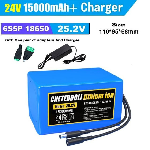 Aleaivy 24V 12Ah Lithium-Akku in Blau für 350W elektrische Kinderautos mit integriertem BMS und Ladegerät - Bild 1