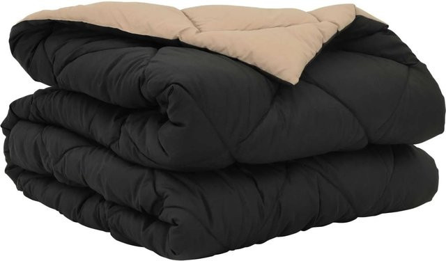 vidaXL Sommerdecke aus Mikrofaser in Schwarz und Beige, B/B: 220 x 155 cm - Bild 1