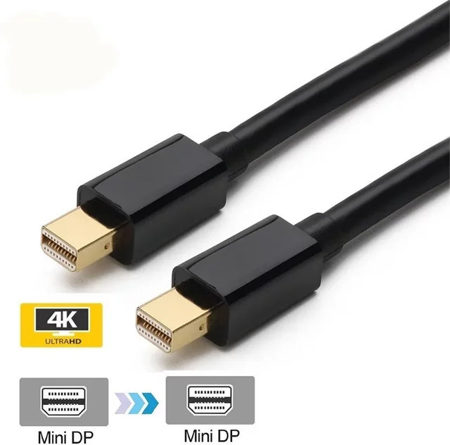 Apple Mini Displayport auf Displayport Adapter Konverter für MacBook Pro Air und iMac, kompatibel mit Thunderbolt 2, 4K/1080p, Schwarz und Weiß - Bild 1