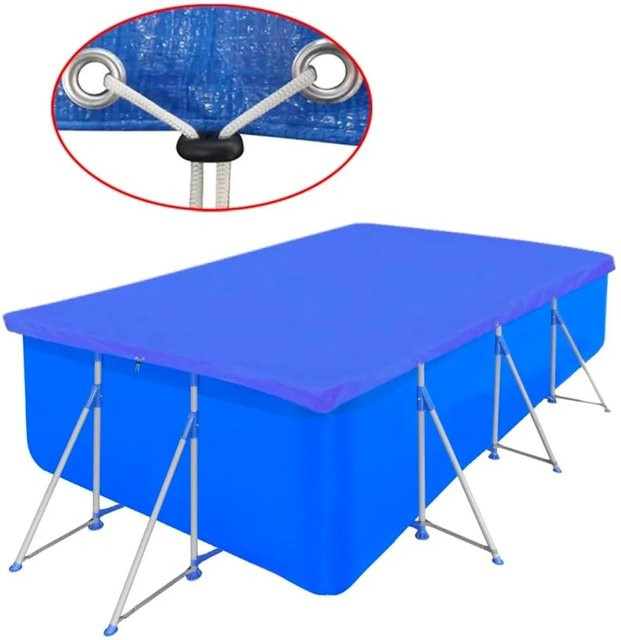 vidaXL Poolabdeckung aus Polyethylen, rechteckig, blau, B/T: 394 x 207 cm - Bild 1
