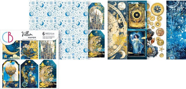 Ciao Bella Vellum Paper Celestial in Blau und Gold, transparent und matt, 15 x 15 cm - Bild 1