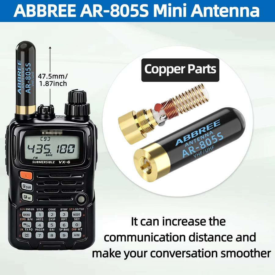 ABBREE AR-805S Mini SMA-Male Dualband 144/430MHz Hochleistungsantenne für Retevis RT1 RT3S RT3 RT8 RT81 TYT MD-380/UV8000D Funkgeräte - Bild 4
