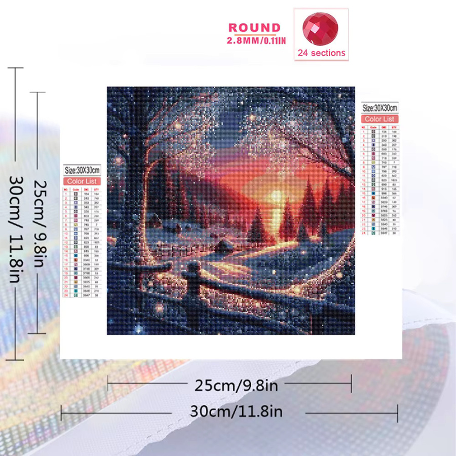 Evershine Diamant-Mosaik Set Sonnenuntergang Winterlandschaft mit Fluss, DIY-Stickerei für Anfänger, Multicolor, B/H: 20 x 20 cm - Bild 2
