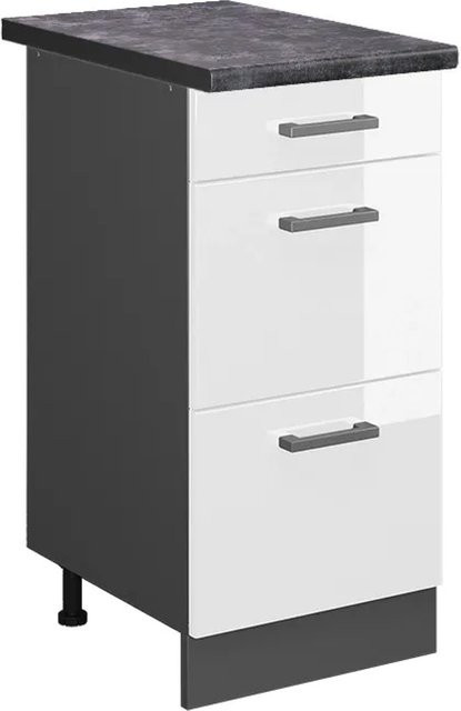 Vicco Küchenunterschrank R-Line in Weiß Hochglanz und Anthrazit mit Schubladen, B/T/H: 40 x 60 x 81,6 cm - Bild 1