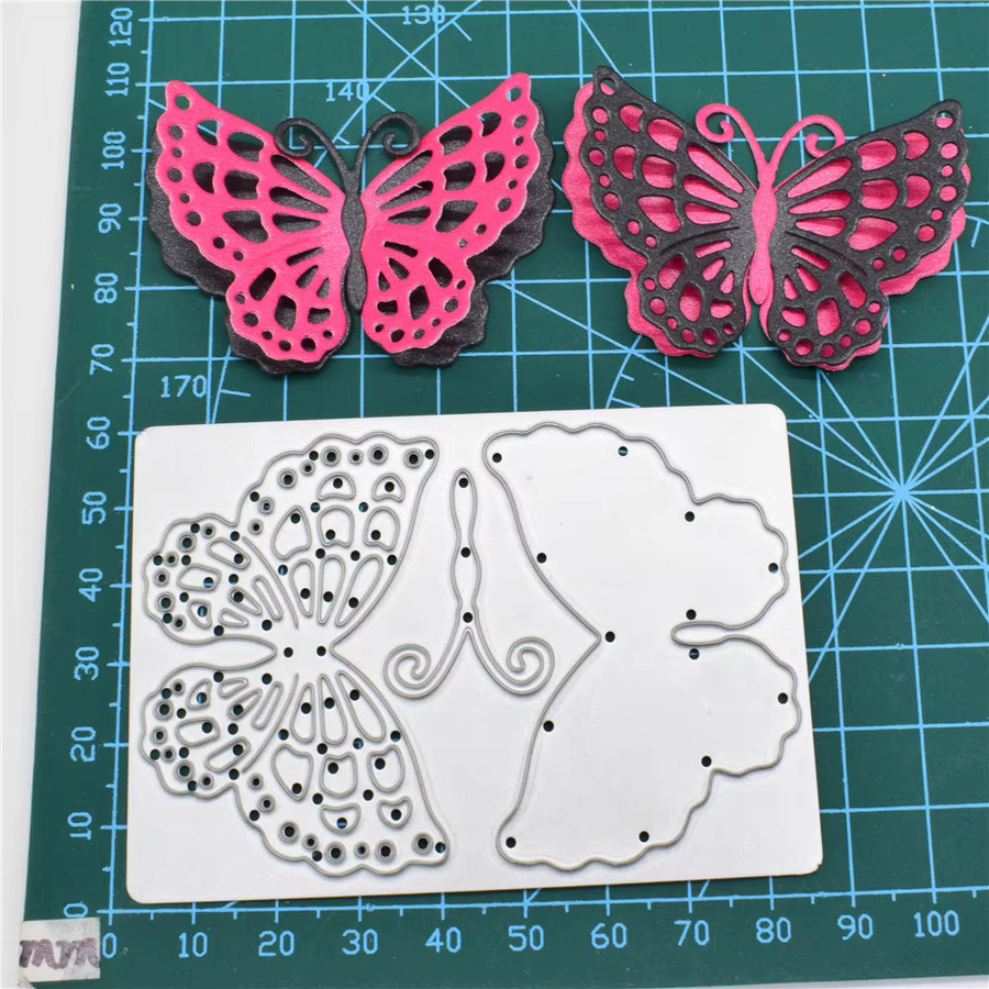 Doppelschichtige Schmetterlings-Metall-Stanzform in Silber für Scrapbooking und Geschenkkarten - Bild 2