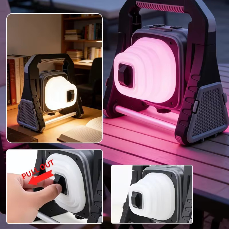 JIASHUAIXIN LED Multifunktions-Flutlichtstrahler für den Außenbereich, wasserdicht, wiederaufladbar, Farbe: Schwarz - Bild 3